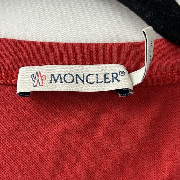 Moncler Maglia T-Shirt Big Diagonal Logo Red White Mens Size XL - Picture 10 of 15